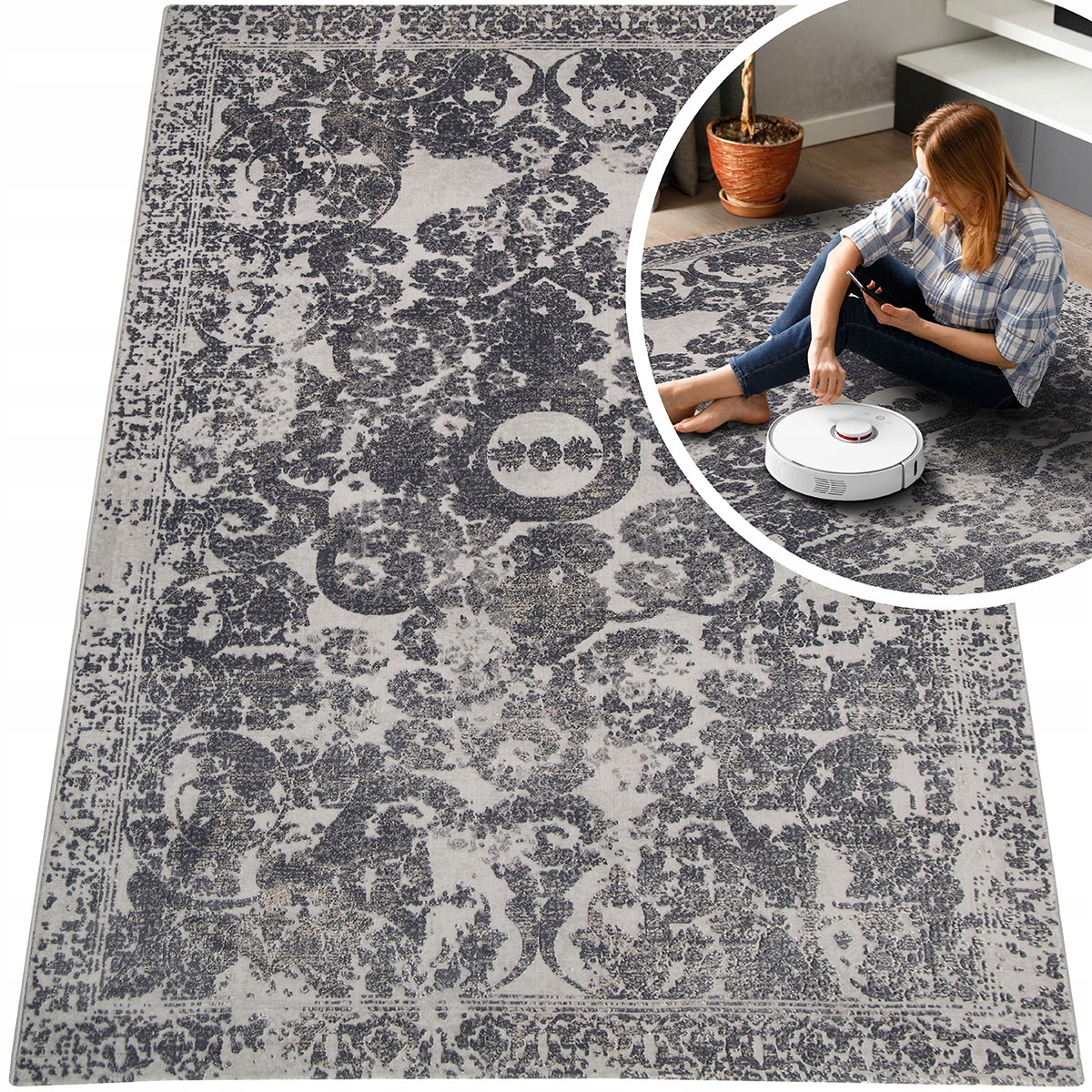 Módní Koberec Béžový Šedý Valencia Moderní Měkký Do Obývacího Pokoje 116x180