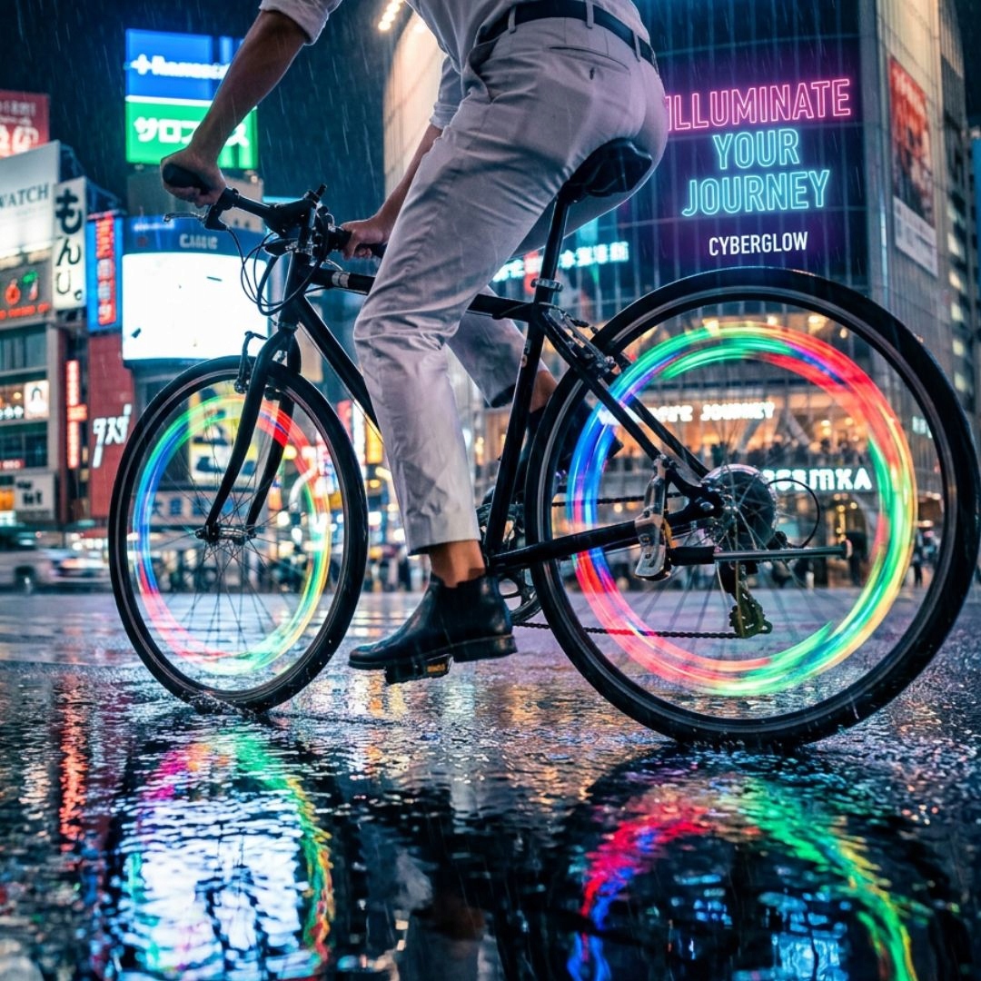 LAMPKA ROWEROWA LED NAKŁADKA NA KOŁO ROWEROWE ŚWIECĄCA W NOCY DO ROWERU 1X Zawiera baterie tak