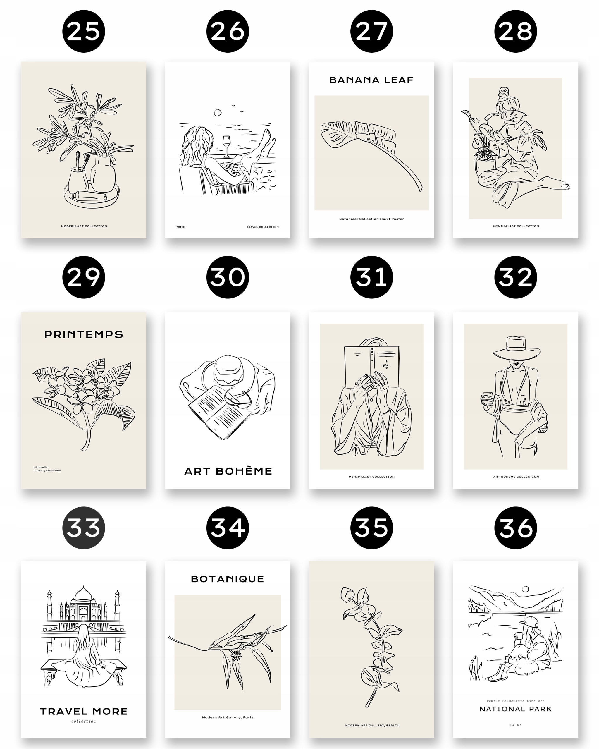 ZESTAW PLAKATÓW A3 DEKORACJA NA PUSTĄ ŚCIANĘ PLAKATY NA ŚCIANĘ 3 szt Szerokość produktu 29.7 cm