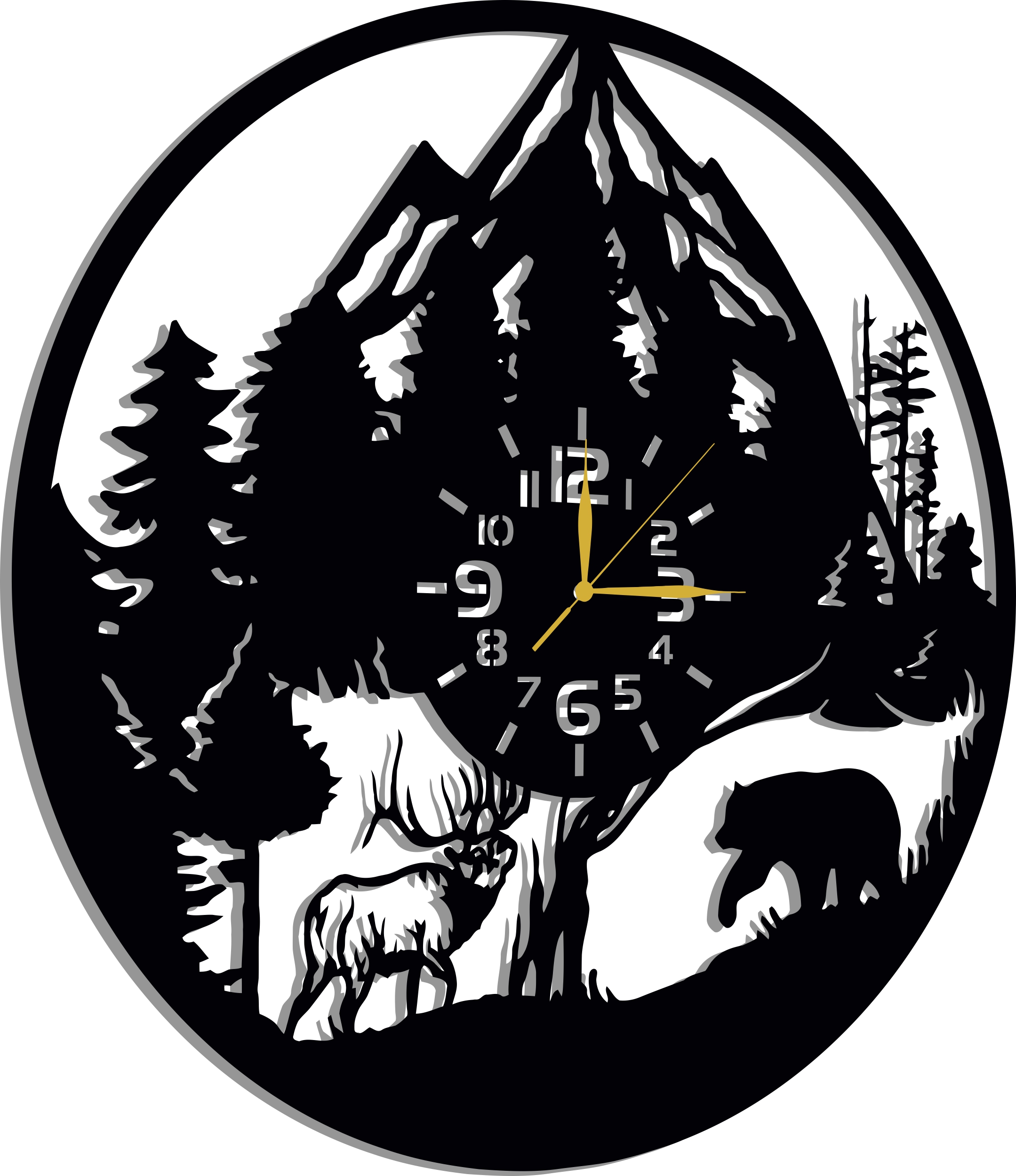 Lesní Hodiny Pro Lesního Lovce A Milovníka Hor Dárek 60 CM 3D