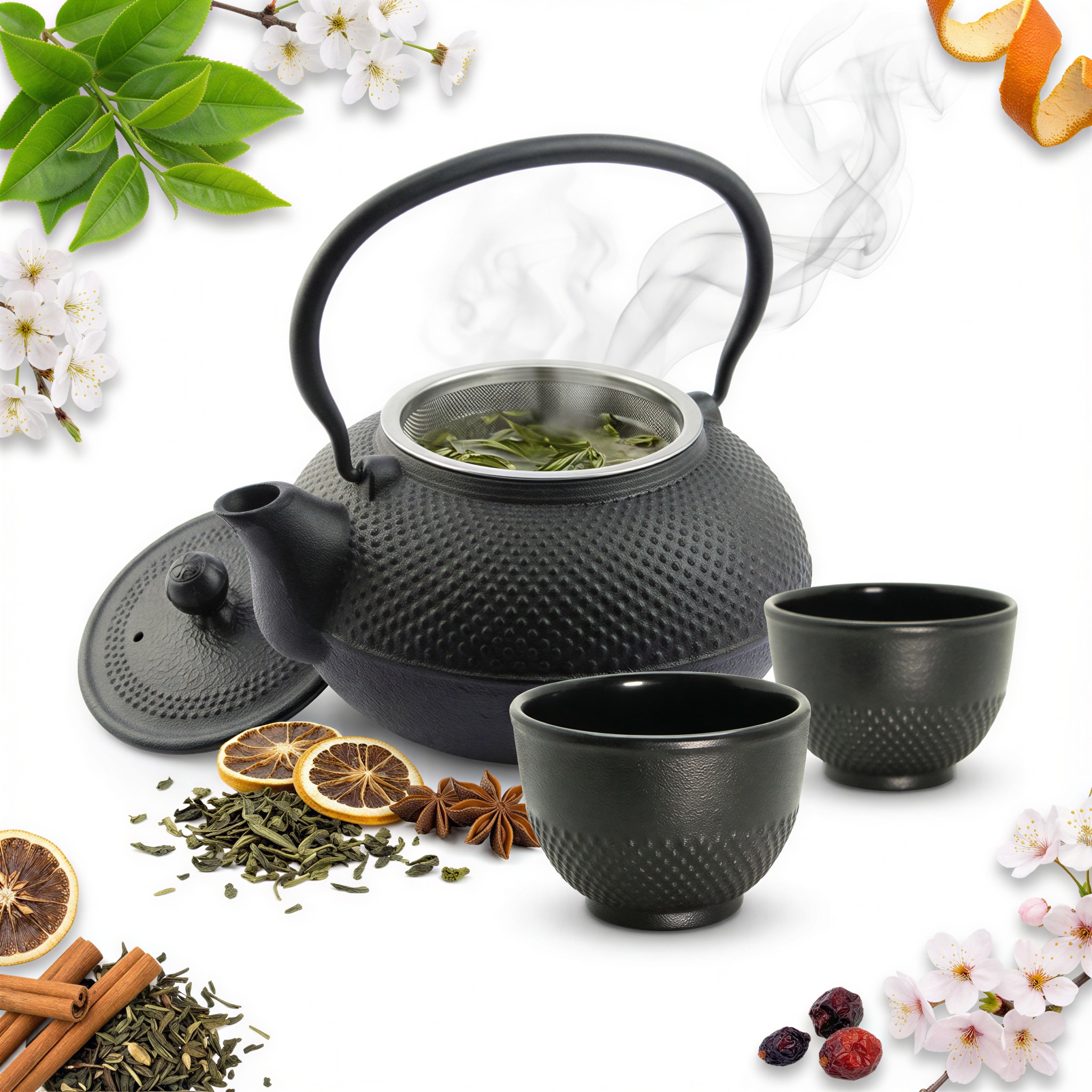 Konvice Litinová Konvice 1,5 L Spařovací S Sítkem Na Čaj, Sada 2 Čárek