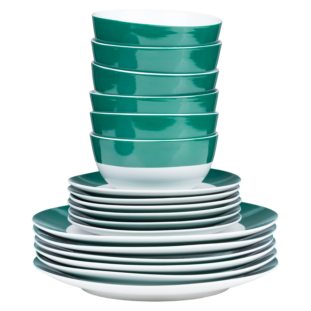 SERWIS OBIADOWY BOHO KOMPLET TALERZY 18EL. ZASTAWA NA 6 OSÓB ZIELONO-BIAŁY Marka Prima Deco