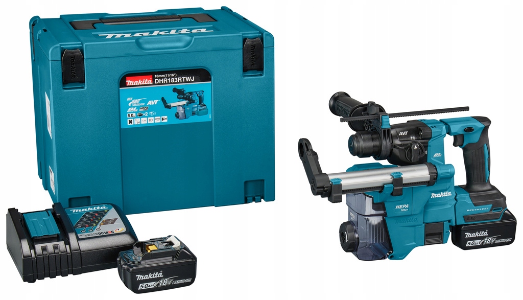 Makita Lekka młotowiertarka udarowa Sds+ 18V 1,7J z odsysaniem DHR183RTWJ