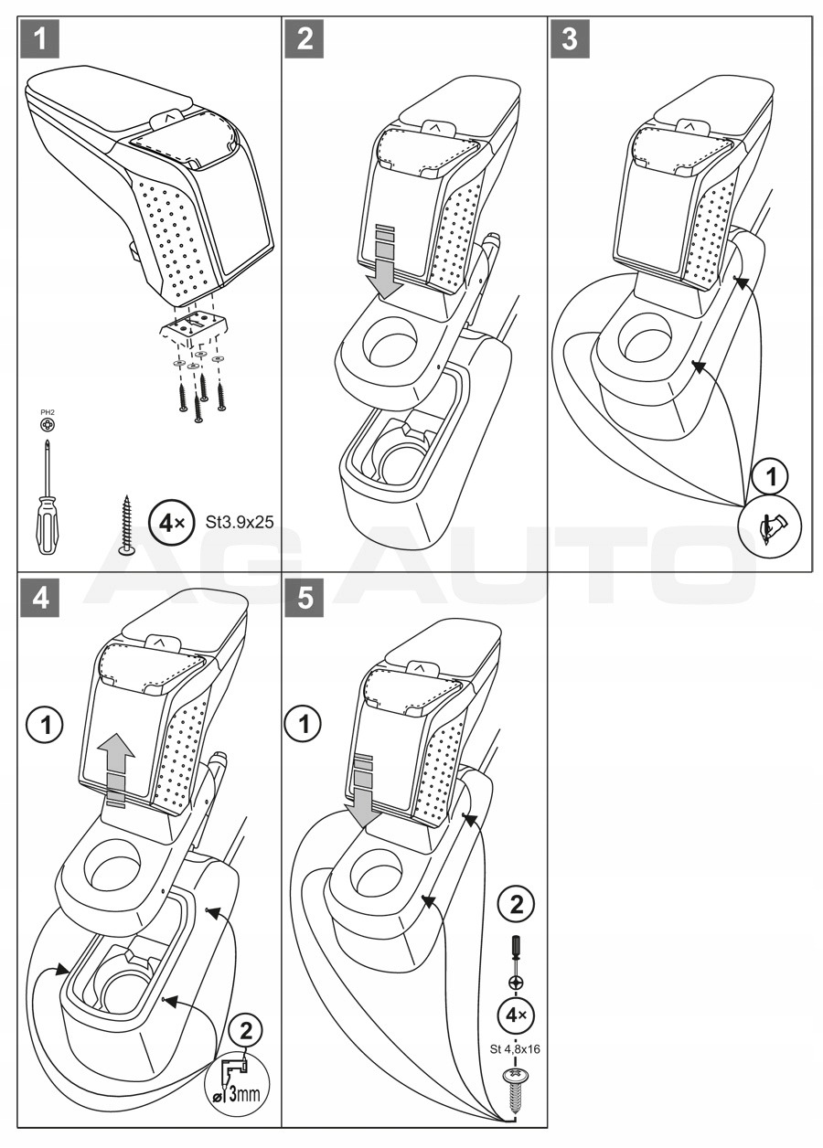 Podłokietnik ARM2 Citroen C4 Cactus, 2014-2020,Bx Typ samochodu Samochody osobowe