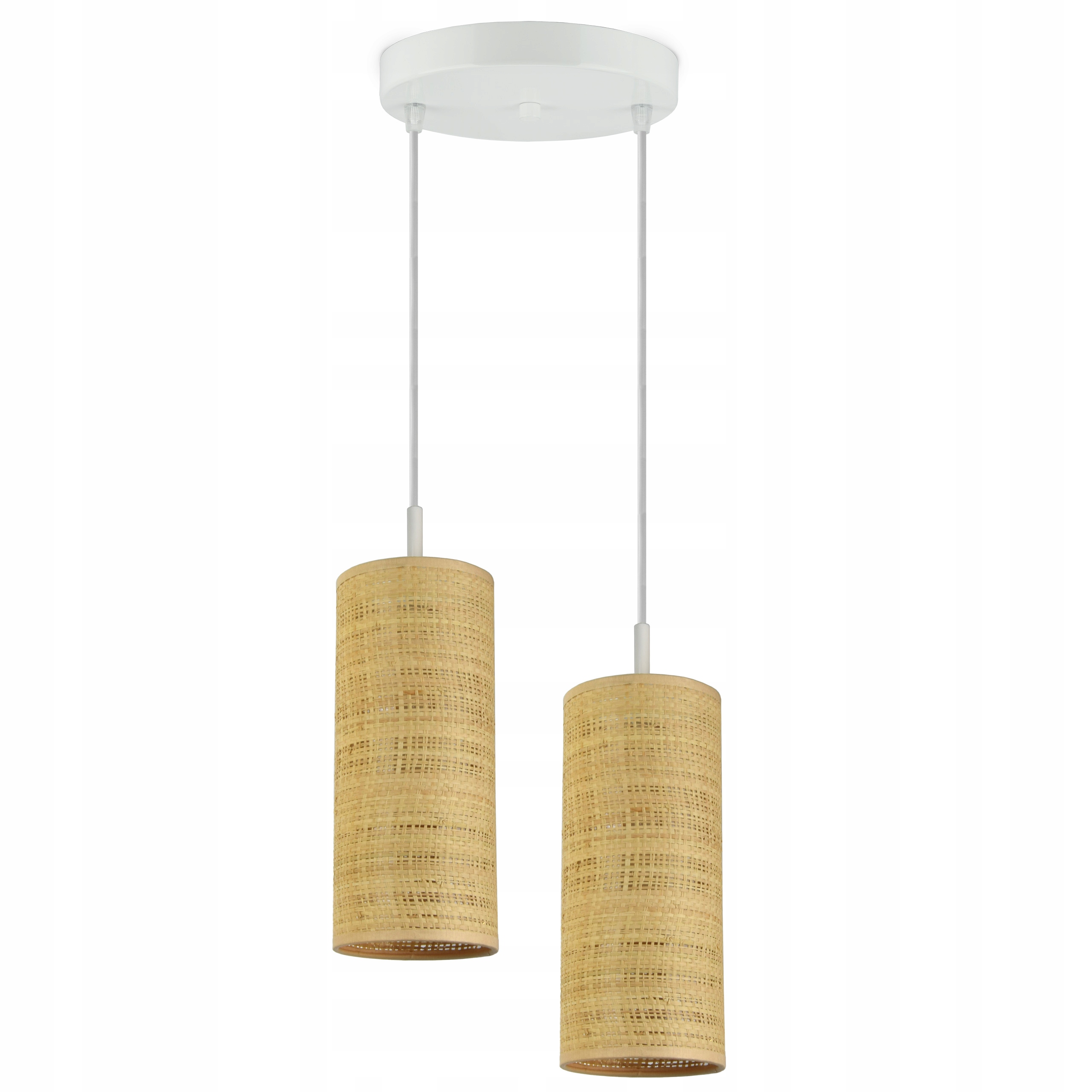 

Lampa Wisząca Żyrandol Abażury Tuby Rattan Led E27