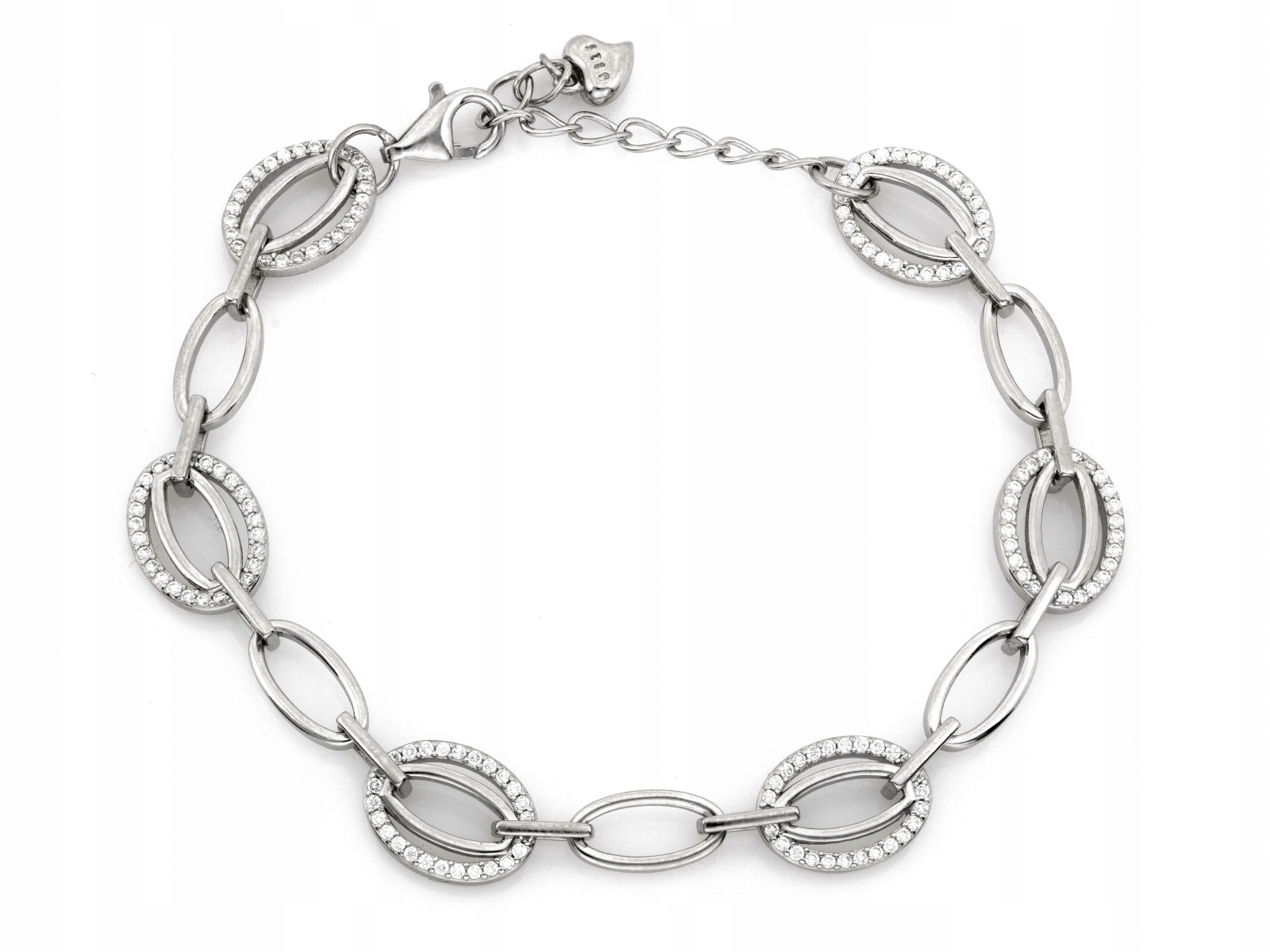 Stříbrný dámský náramek 925 velké Oválné zirkony jako dárek r21