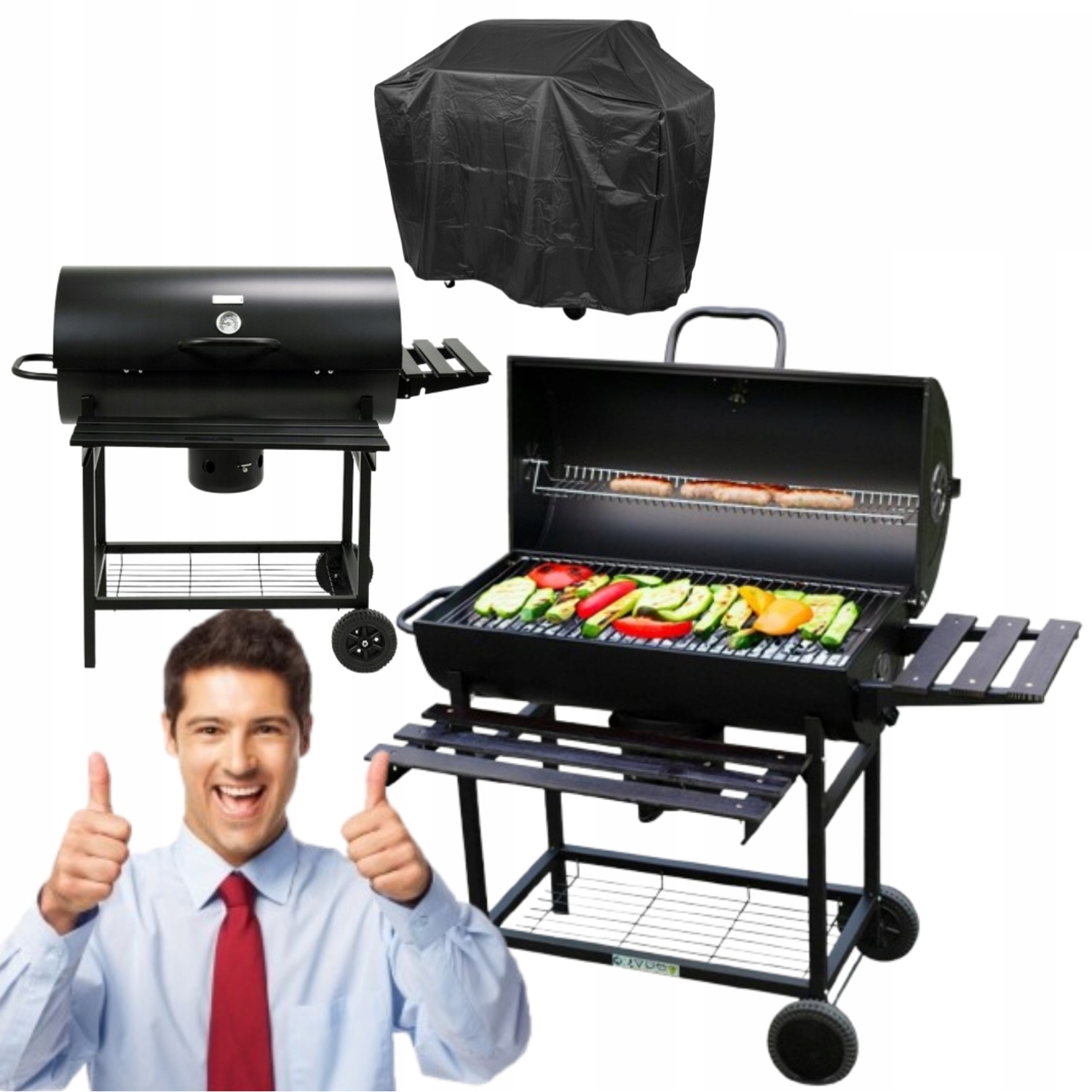Grill Węglowy Ogrodowy Żeliwny Ruszt 70x35cm Z Pokrywą Solidny Velaco
