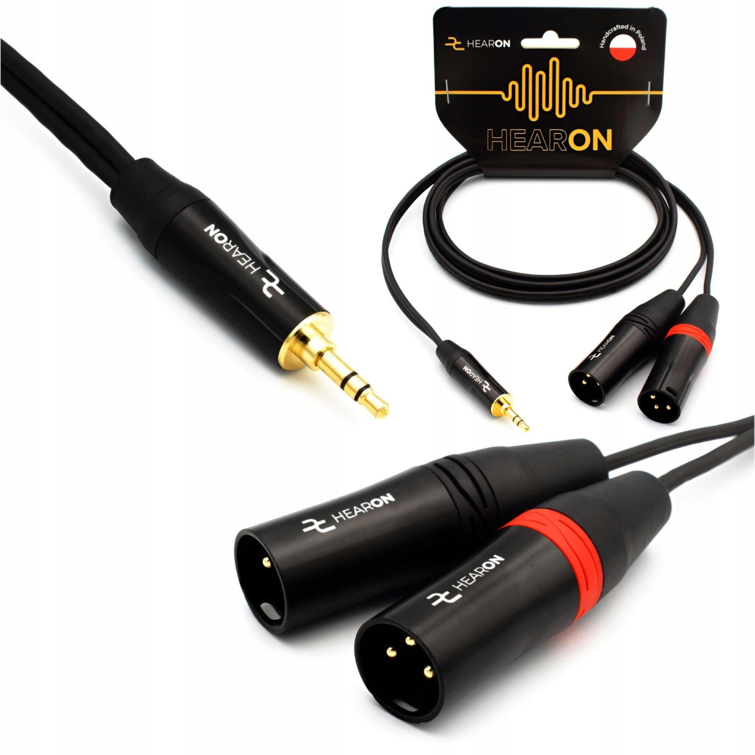 Hearon Pro Kabel Audio Y 2x Xlr Męski Mini Jack 3,5 Trs Stereo 3m Ofc