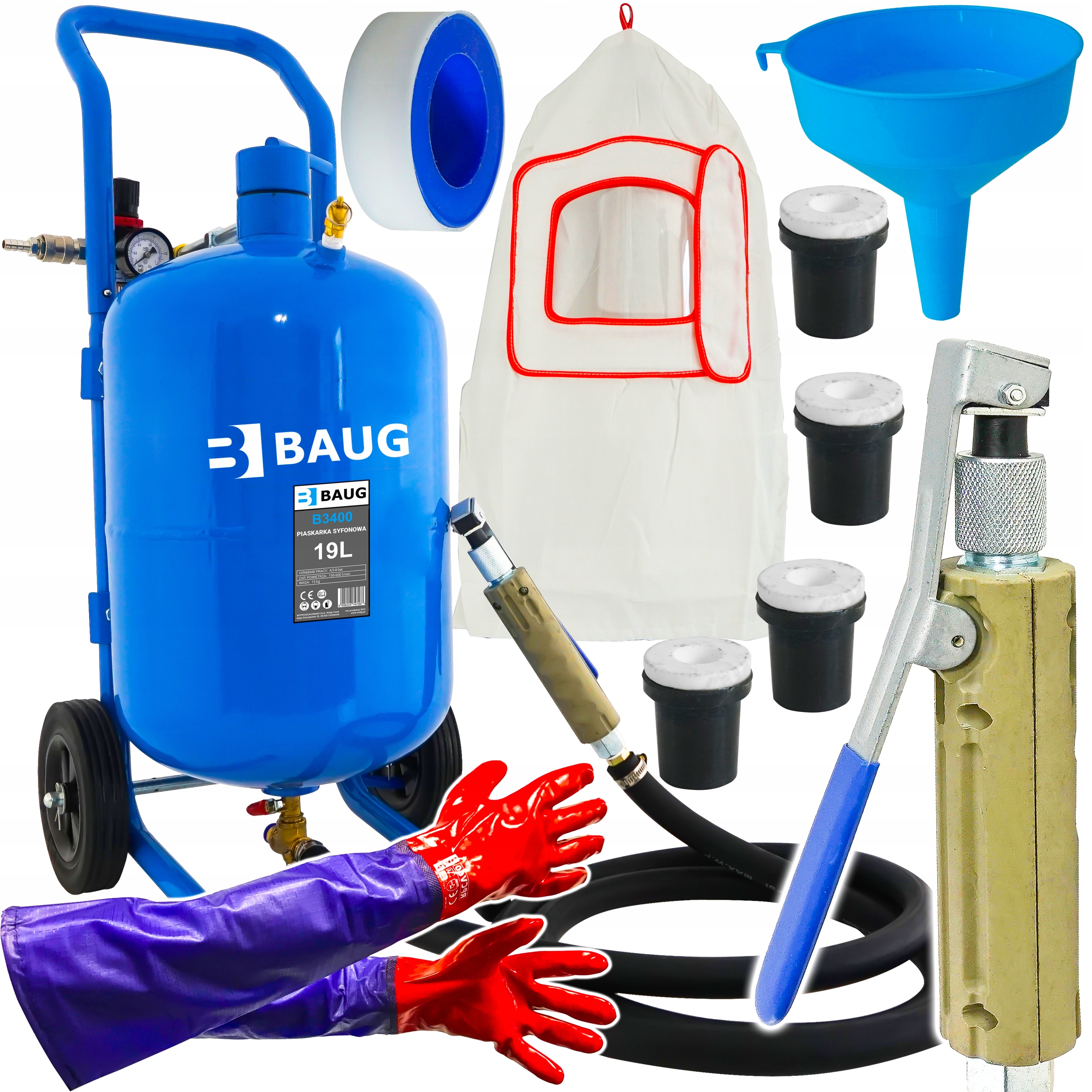 

Piaskarka Syfonowa Do Piaskowania Pistolet Wąż 19L