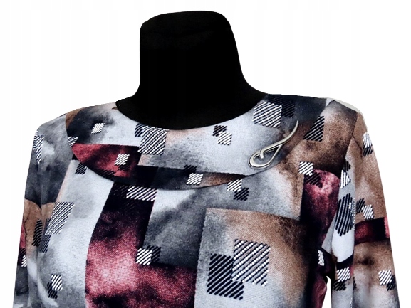 LUŹNA BLUZKA TUNIKA + broszka lekki melanż r. 48 Rozmiar 48