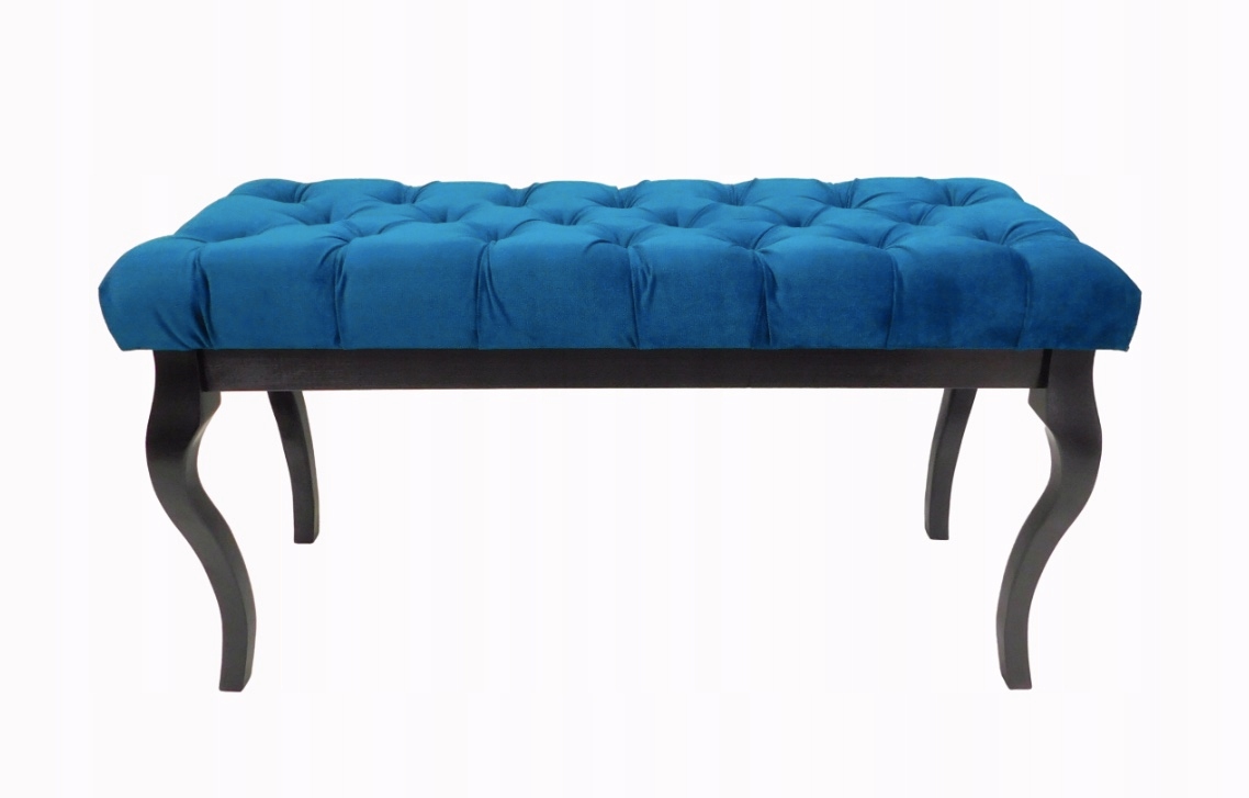 Čalúnená lavička morská zelená velúr drevo buk čierna 105x40 H55 cm