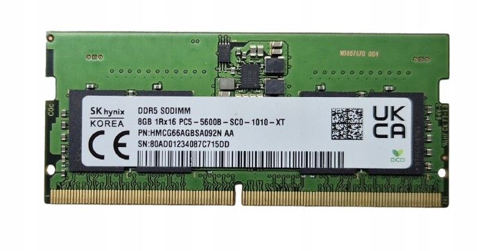 Pamięć Ram DDR5 PC5 5600B 8GB 1Rx16 -- Hynix -- HMCG66AGBSA092N
