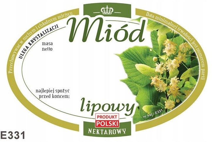 

Etykieta naklejka na miód Lipowy 92x60 100szt