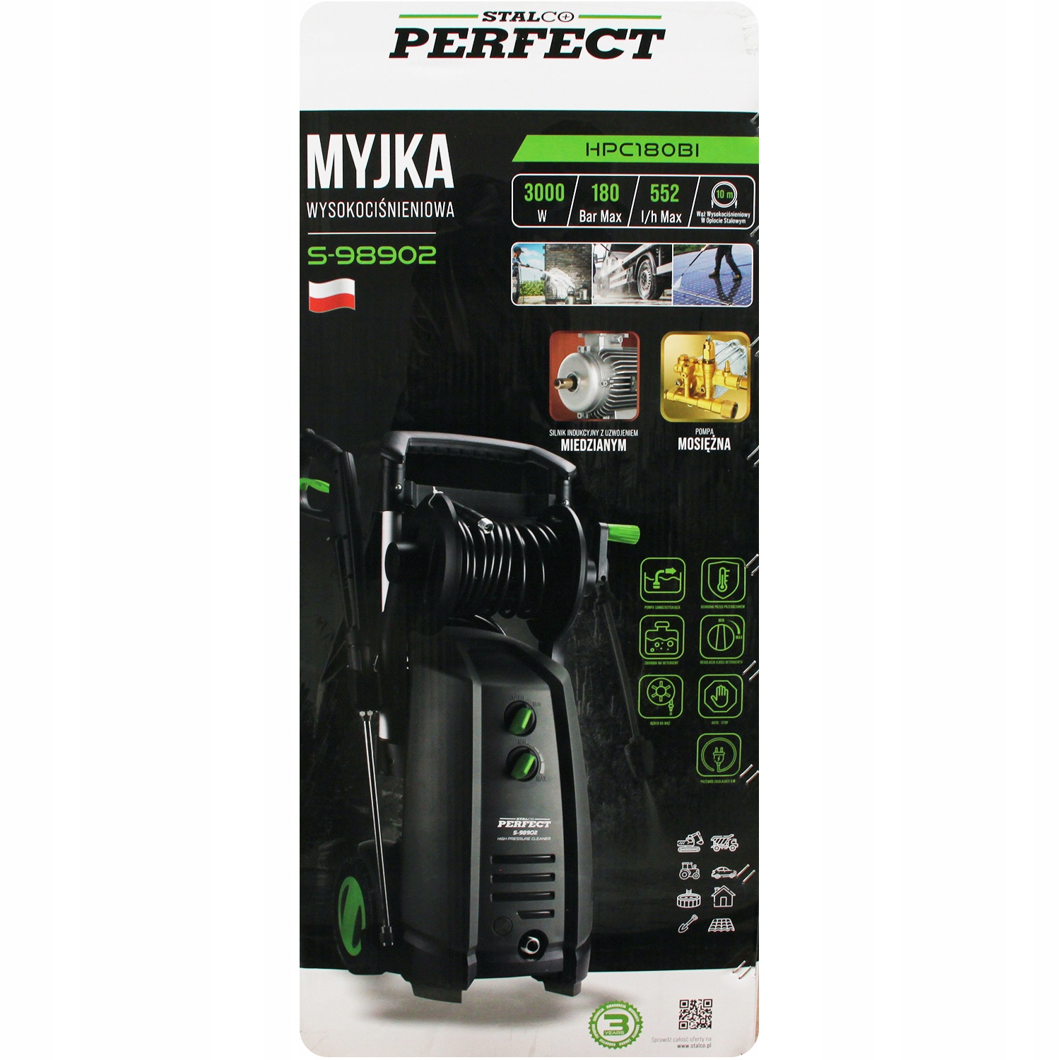 Myjka ciśnieniowa 25,6kg 3000w HPC180BI 180 bar STALCO PERFECT0 Marka Stalco