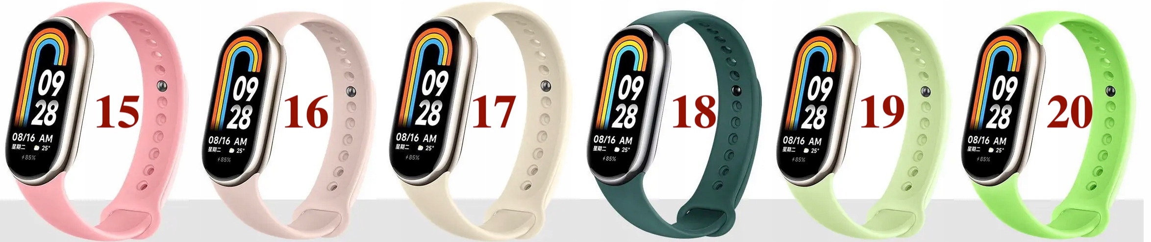 ZESTAW 5 SZTUK OPASKI DO XIAOMI MI BAND 8 PASEK PASKI OPASKA KOLORY Materiał inny