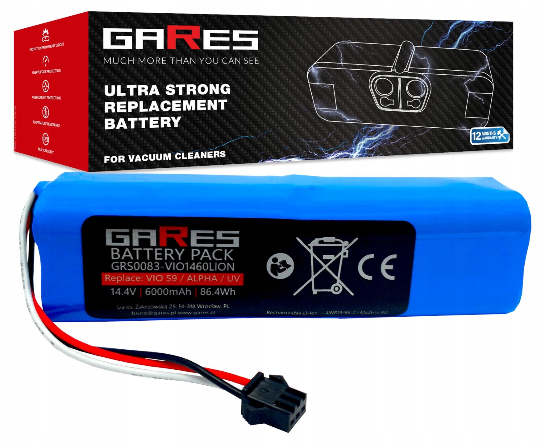 Akumulátor Gares pro Viomi S9, Alpha, Uv 14,4V 6,0Ah