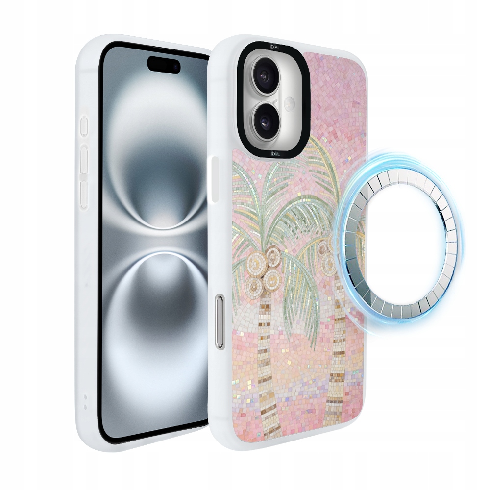 Pouzdro pro iPhone 16 Plus Ibizu DropGuard Matt s MagSafe, italská zahrada, bílé