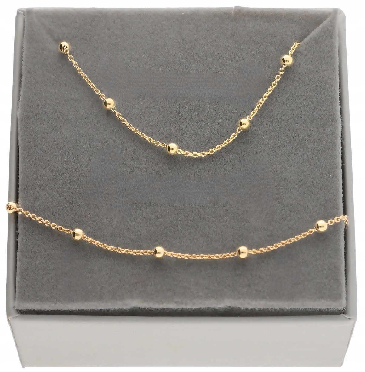 Zlatý komplet choker kuliček 18 cm a 45 cm