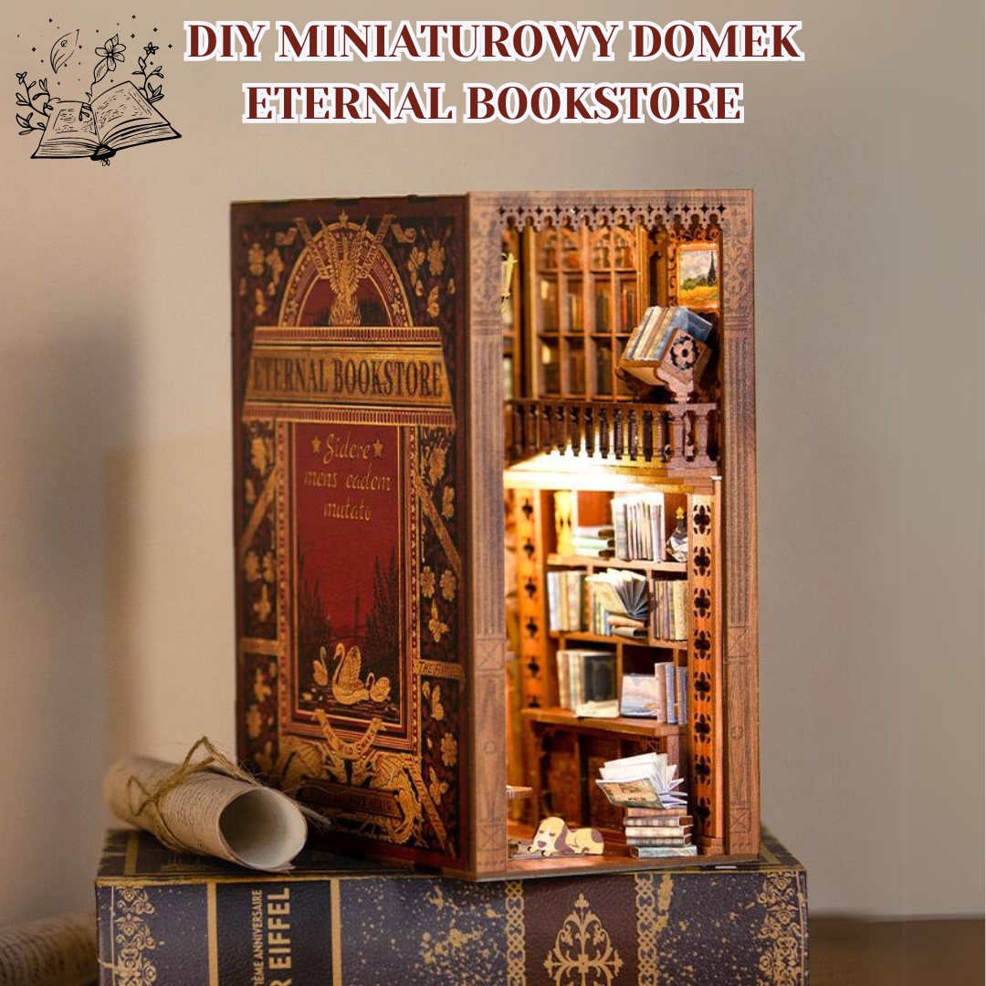 DIY Miniaturowy domek Eternal Bookstore Book Nook DIY Puzzle 3D