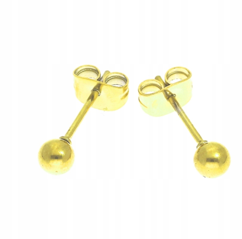 

362 Kolczyki stal chirurgiczna złote kulki 4mm