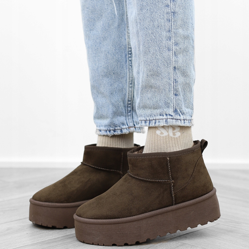 Cafe brązowe botki śniegowce damskie platforma krótkie mukluki TL242 r.41 Rozmiar 41