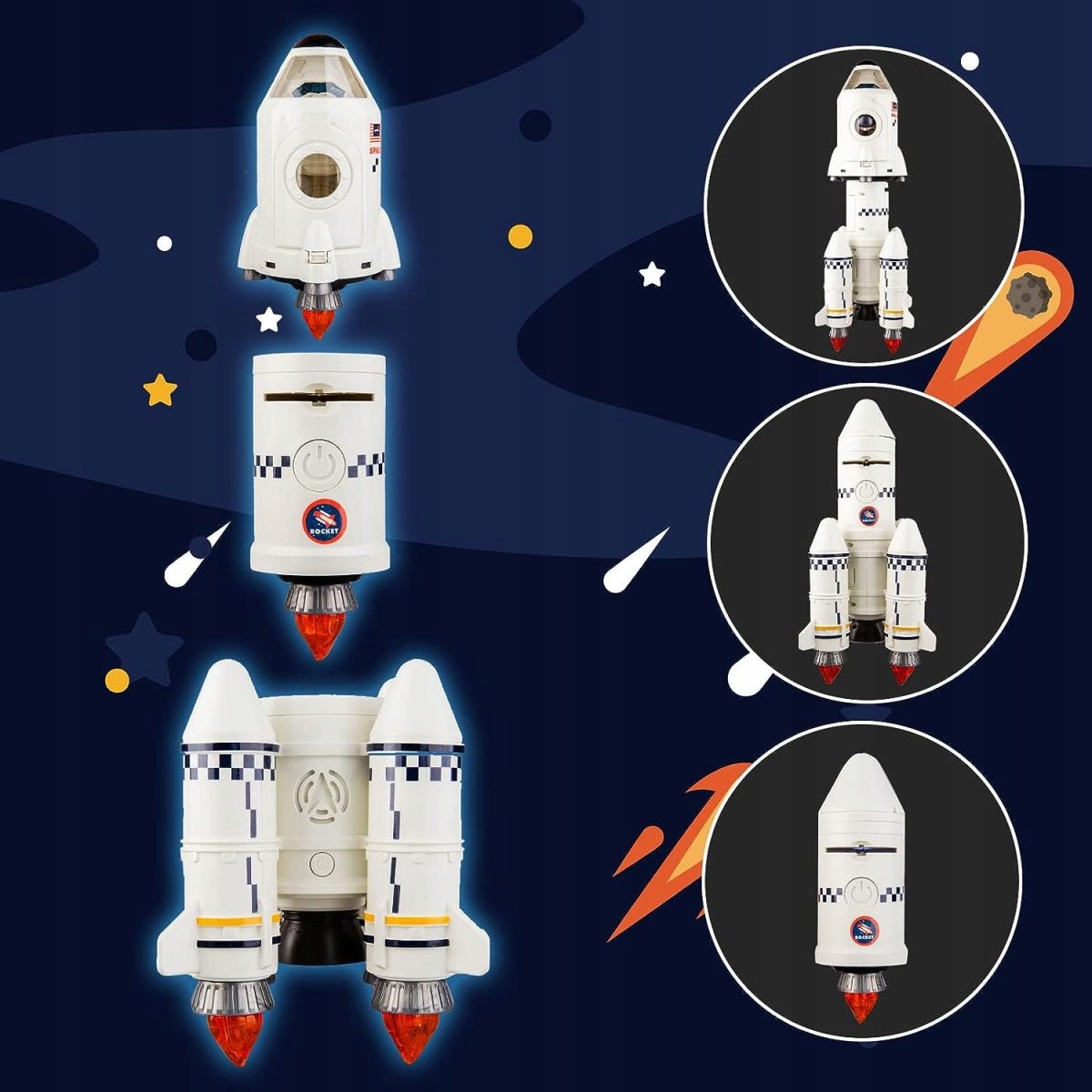 КОСМІЧНА РАКЕТА «КОСМОС» КОСМІЧНИЙ ЧОВНИК 5-В-1 ЗВУКОВИЙ ПРОЕКТОР З ЛАМПОЮ Вік дитини від 4 років