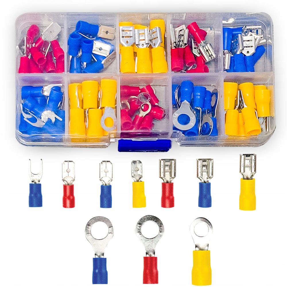 TULEJKI ZACISKOWE DO PRZEWODÓW IZOLOWANE ZESTAW 100 SZT TULEJKA 0.5-2.5