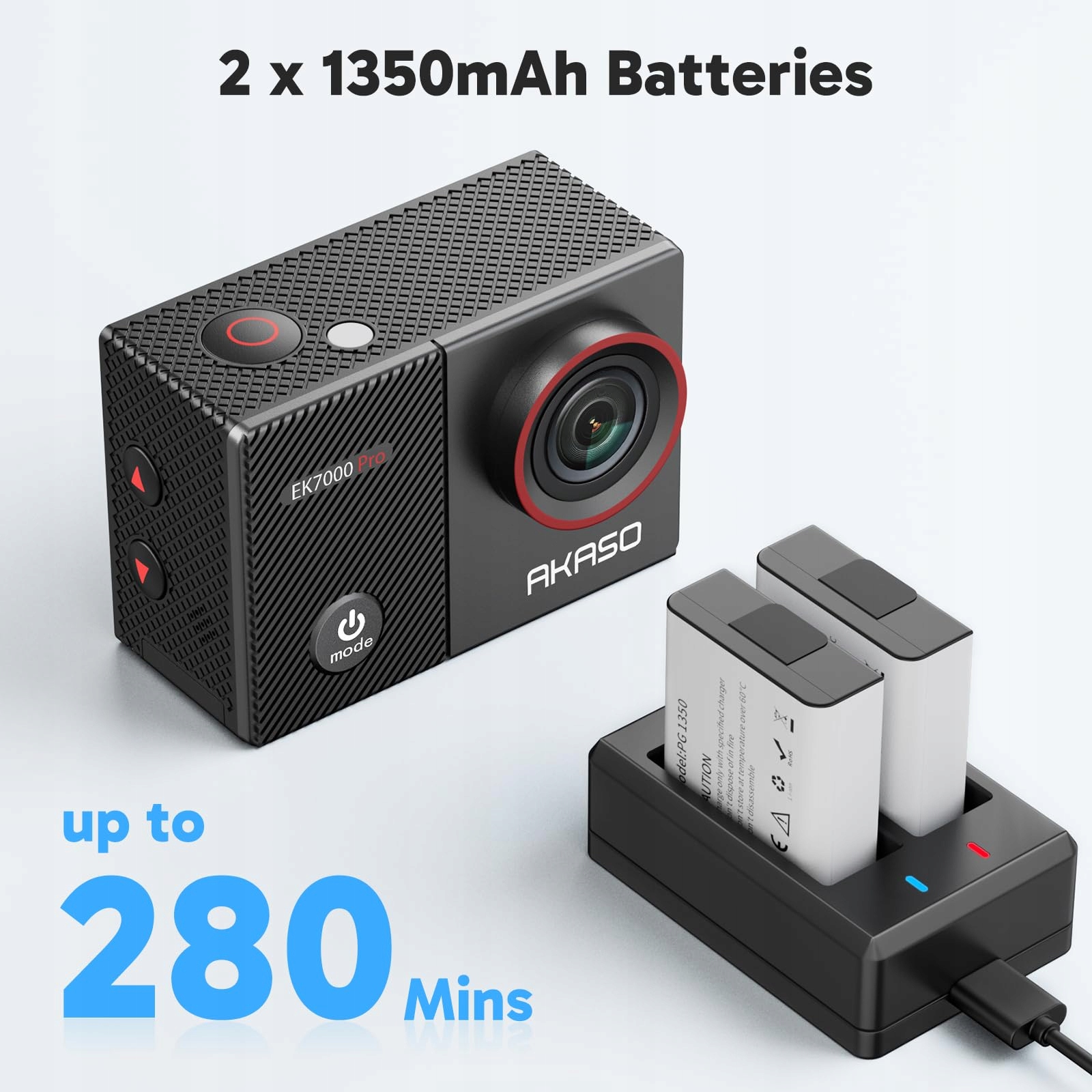 AKASO Kamera Sportowa 4K 30FPS 128GB 20MP WiFi Wodoodporna 40M EIS — miniatura 7