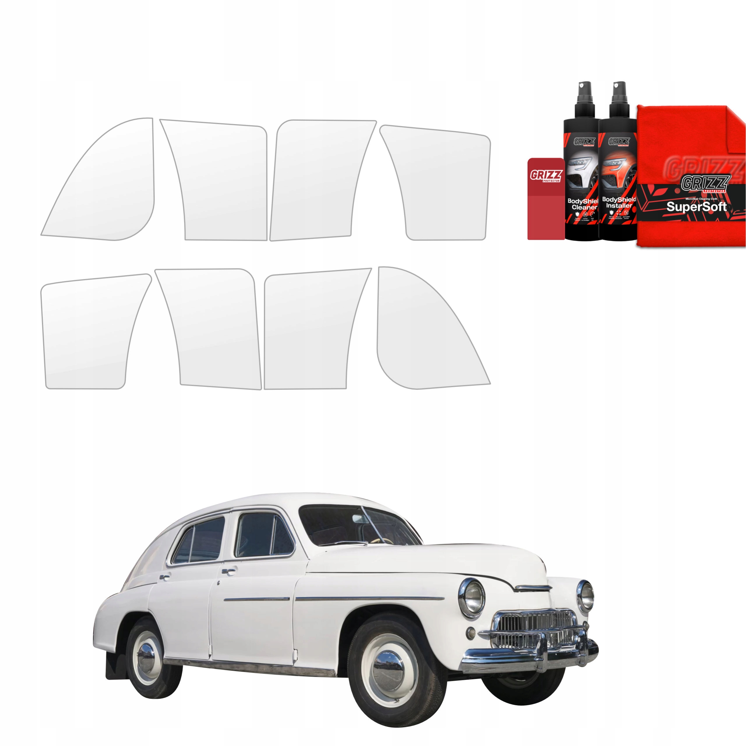 8v1 Fólie Ppf dýha na podběhy kol pro Varšava 201 (1957-1964)