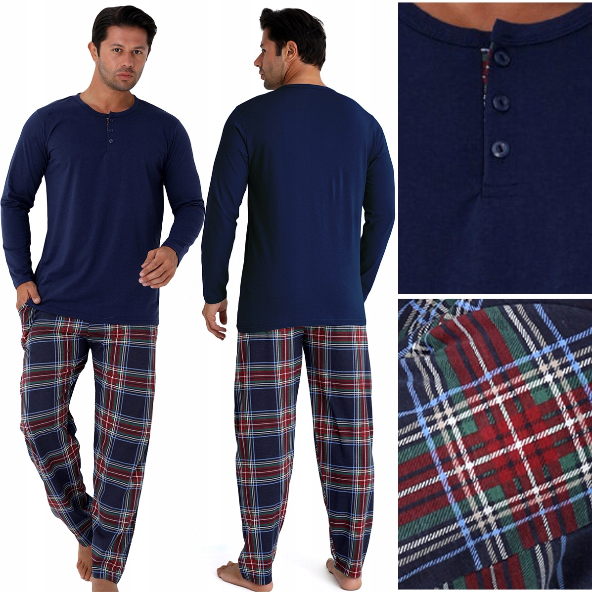 Pánské pyžamo Komplet na zimu s dlouhým rukávem 100% Bavlna XL