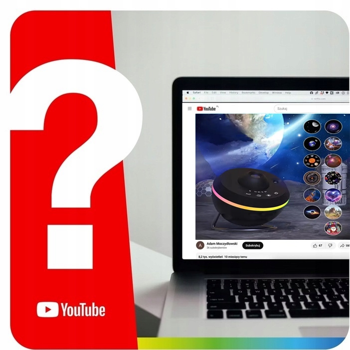 PROJEKTOR GWIAZD RZUTNIK PLANETARIUM 4K LAMPKA NOCNA 13 DYSKÓW METEORYTY Klasa efektywności energetycznej C