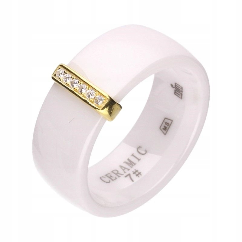 Prstýnek 925, pozlacená bílá keramika jako dárek, elegantní r12