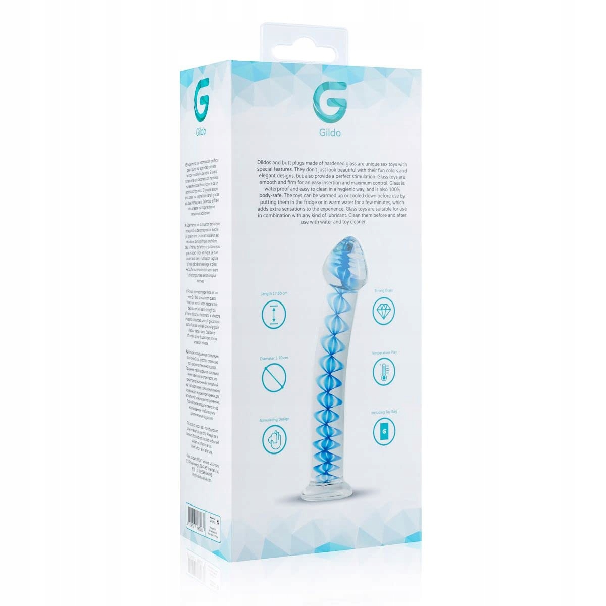GILDO Szklany Dildo Zakrzywiony Do Stymulacji G-Punktu i Prostaty 17.5 cm — miniatura 8