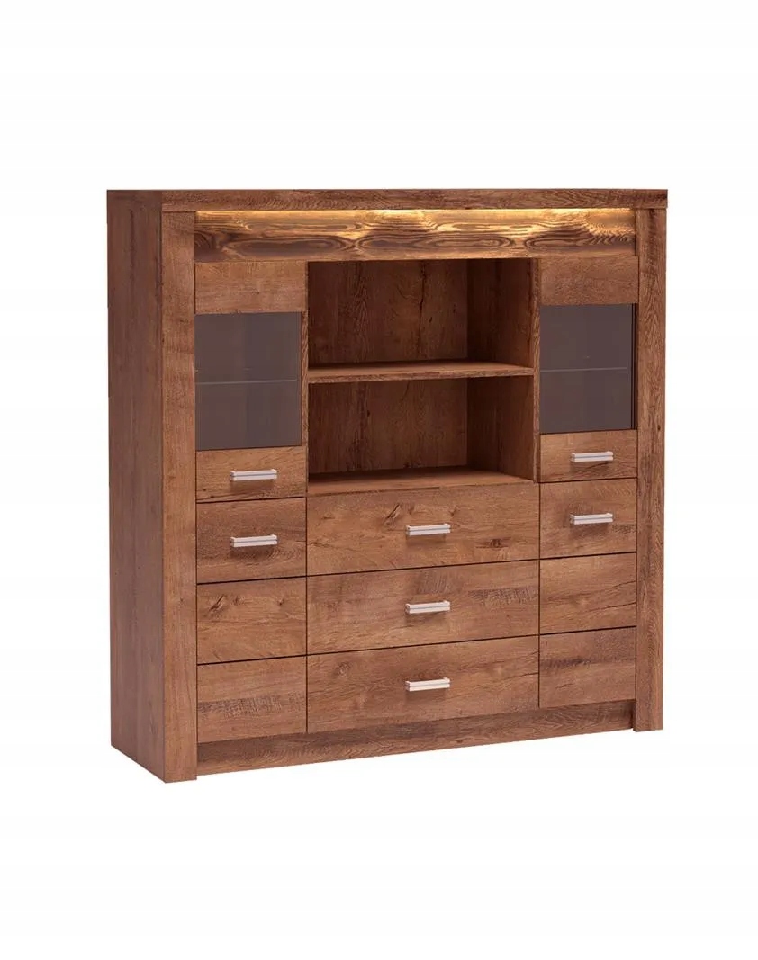 Komoda z oświetleniem LED z szufladami kredens INDIANAPOLIS jasny jesion