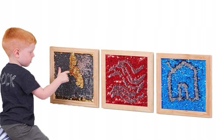 

Panele sensoryczne na ścianę 3 szt z cekinami Tts