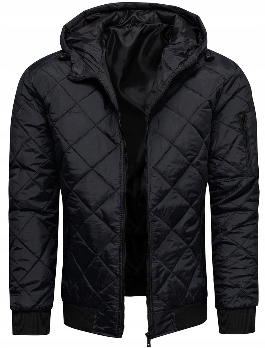 

Kurtka męska przejściowa z kapturem czarna - M