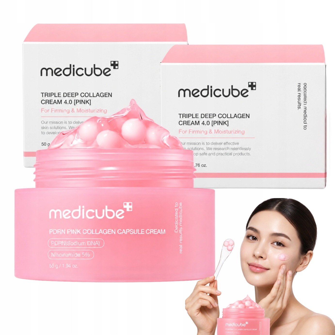 2X Krem Żel Do Twarzy Medicube Kapsułkowy Koreański Pdrn Collagen Na Noc