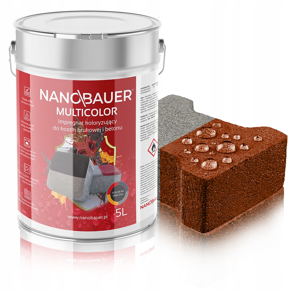 Barvící impregnát Červený 3016 pro dlažební kostky, 5 l, stálobarevný