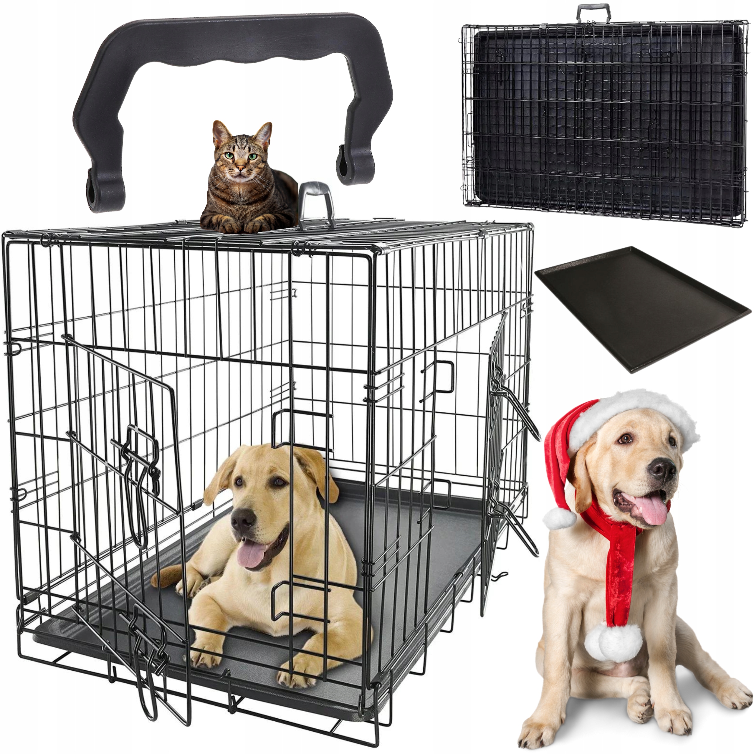 Duża Klatka Kenelowa Kojec Metalowa Dla Psa Transporter 122x76cm Rasa Duża