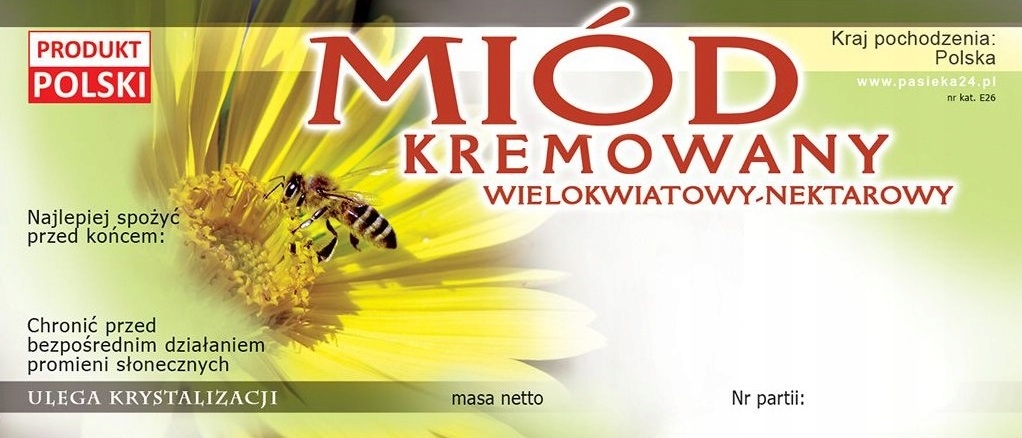 

etykieta Miód Kremowany wielokwiatowy SŁOIK100 szt