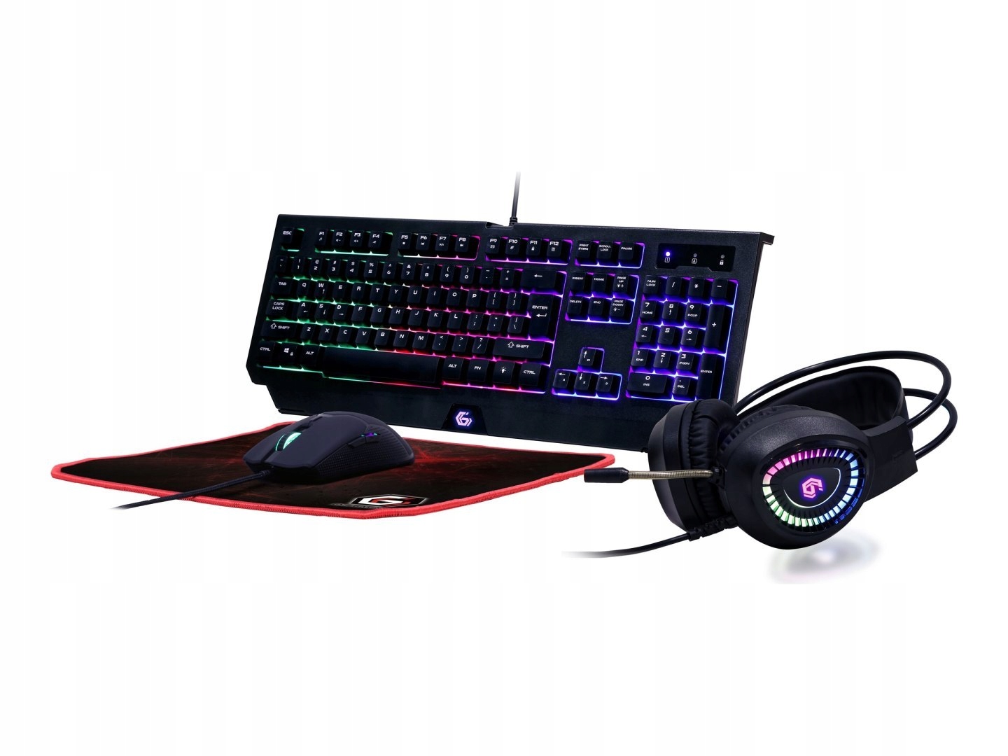 Zestaw do gier Gembird 4 w 1 "Phantom" z podświetleniem Rgb