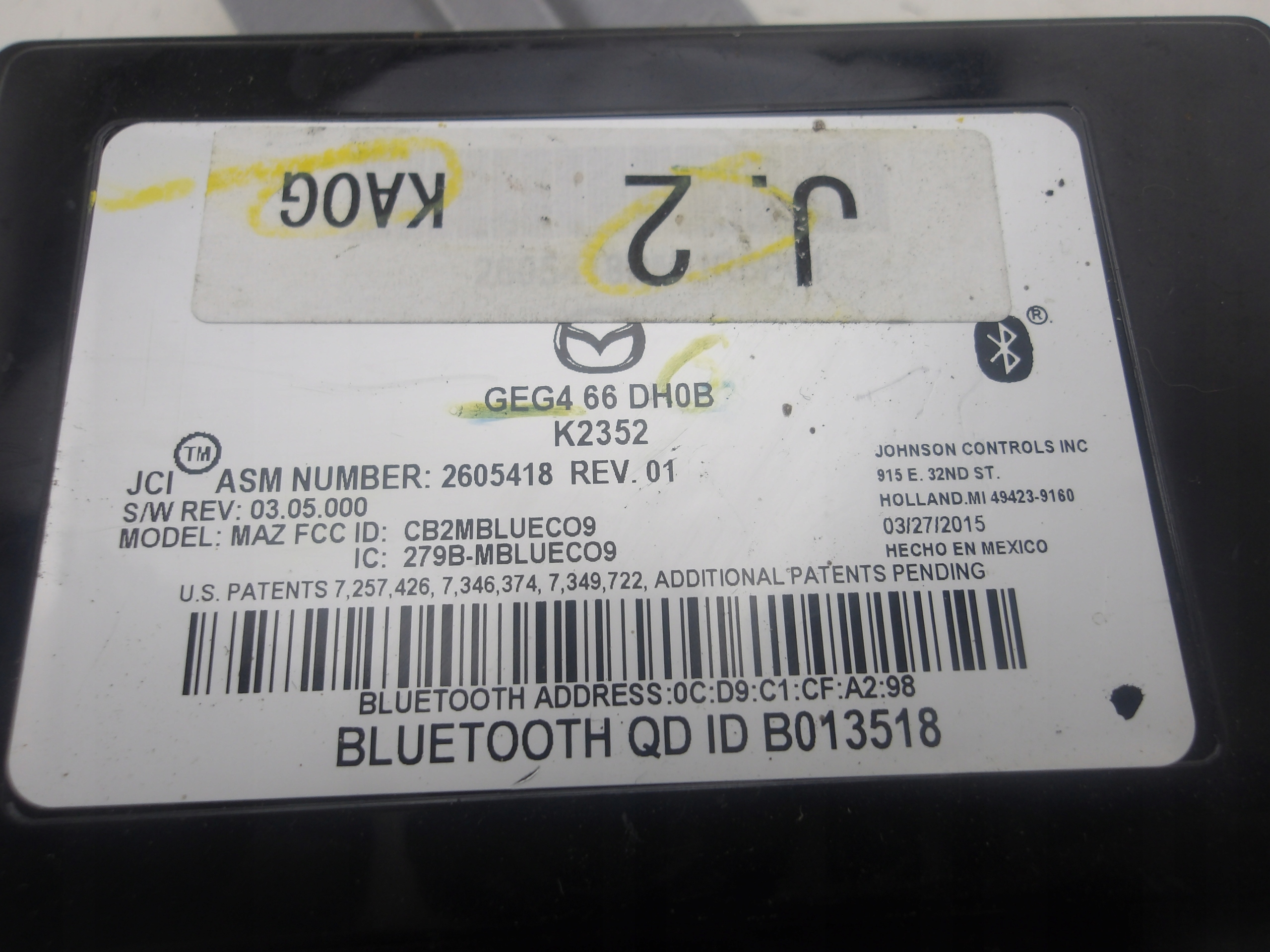 MAZDA CX-5 KD 12-17 module control unit BLUETOOTH GEG466DH0B