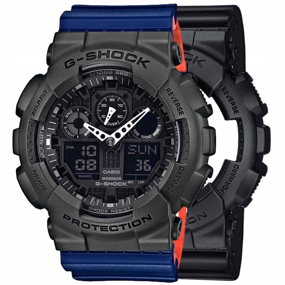 Sada G-shock GA-100-1A1ER Šedá Modrá