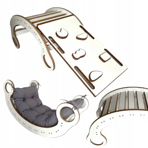 Drewniany Bujak Montessori + Poduszka Sz + Ścianka