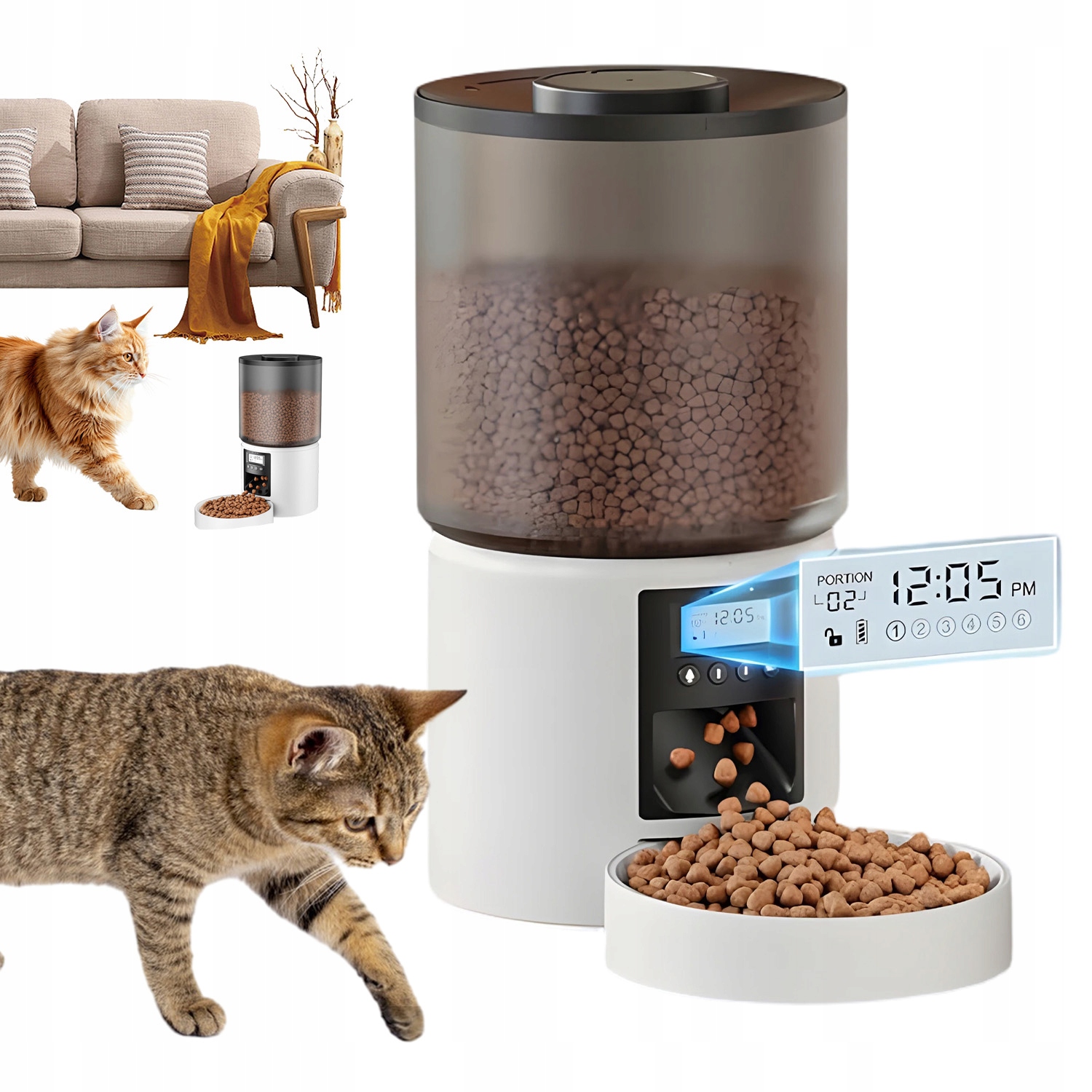 Automatický Podavač Krmiva 4 L LCD Displej Pro Kočky A Psy