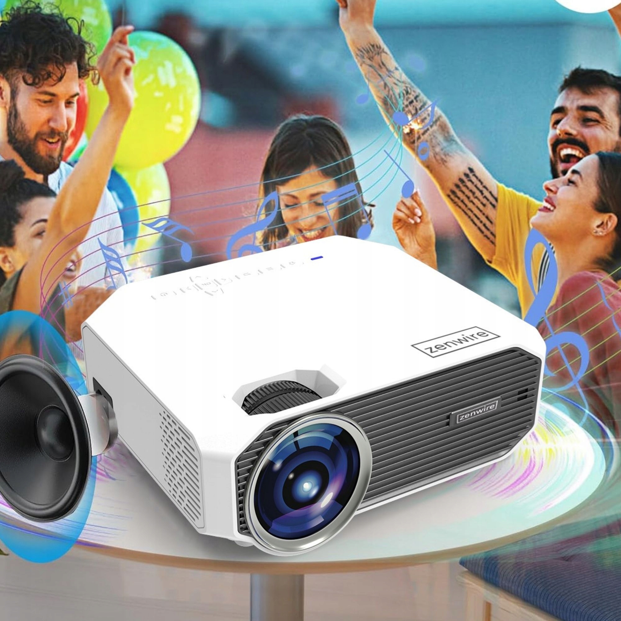 Mini Projektor WiFi Przenośny Full HD BT do telefonu USB LED Zenwire E450S Wysokość produktu 7.8 cm