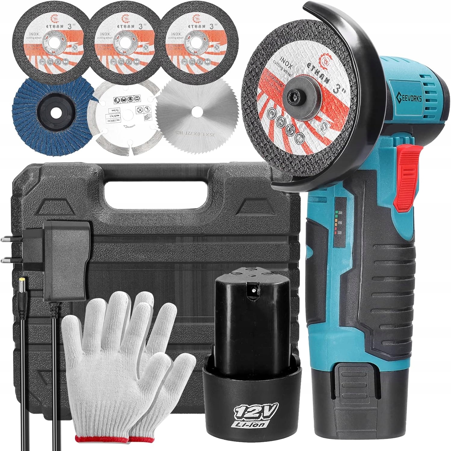 Szlifierka kątowa bateria 19500 obr./min, 500 W 12 V mała bateria