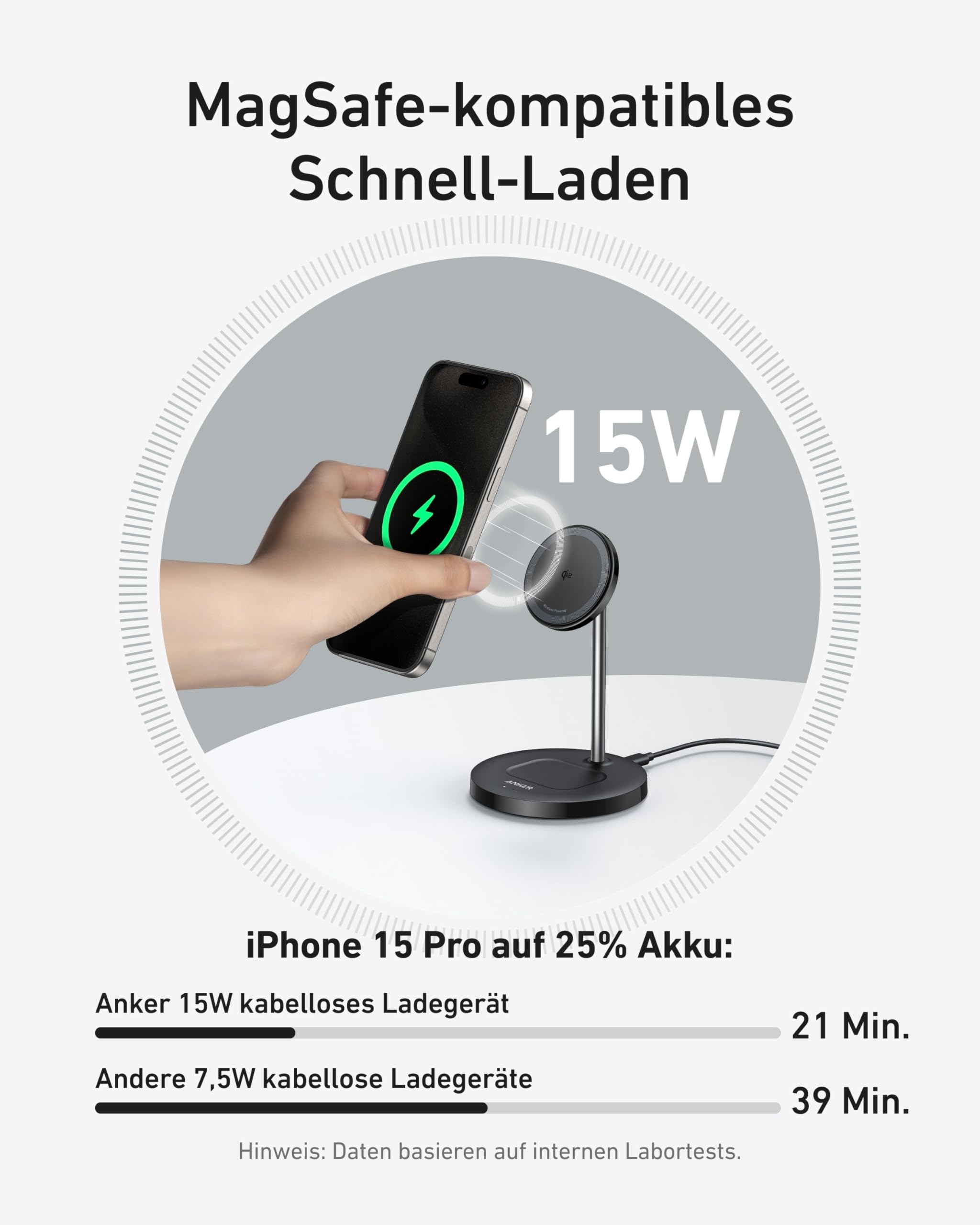 ANKER MagGo 15W Ładowarka Magsafe 2w1 Qi2 iPhone AirPods USB C Kabel — miniatura 2