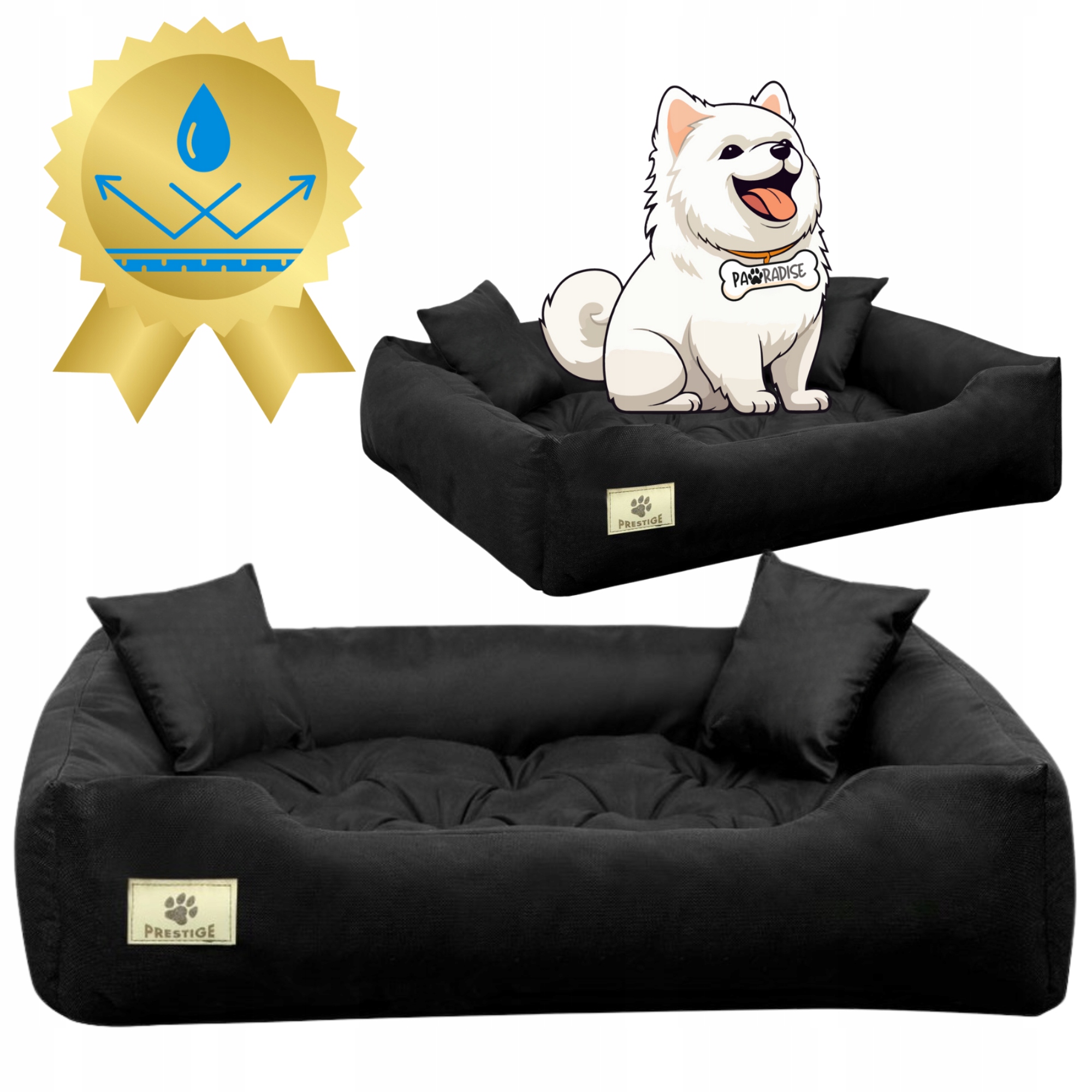 Levně pelíšek pro velkého psa Kotec XXL Vodotěsné 130X105 cm Černé Prestige