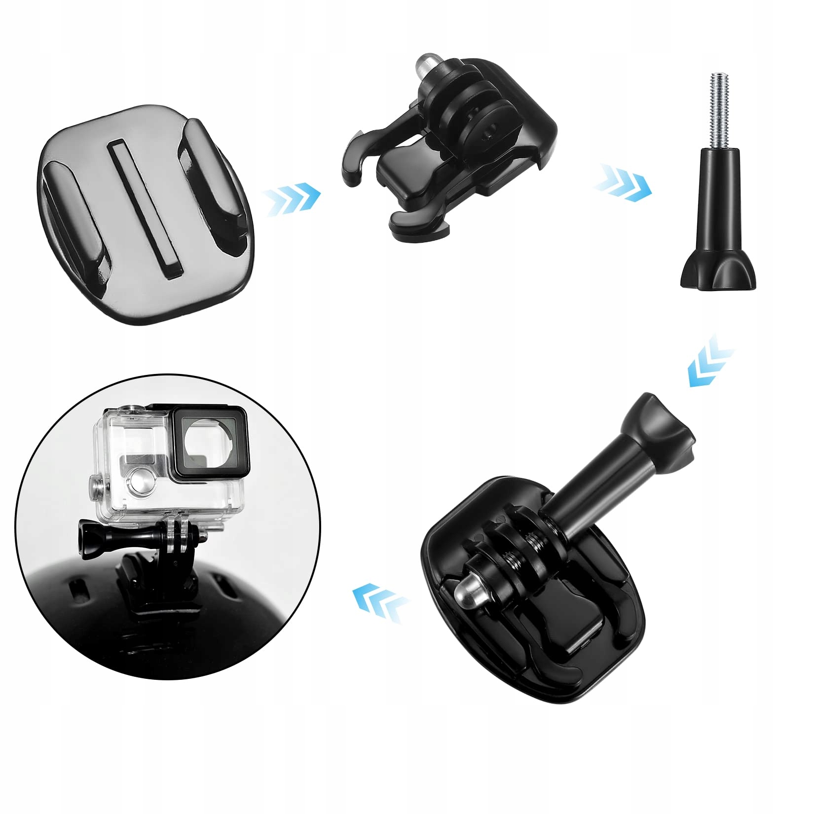 Zestaw Klejowych Uchwytów Do GoPro Hero Session Kask Kamera FULUSHOUXI — miniatura 5